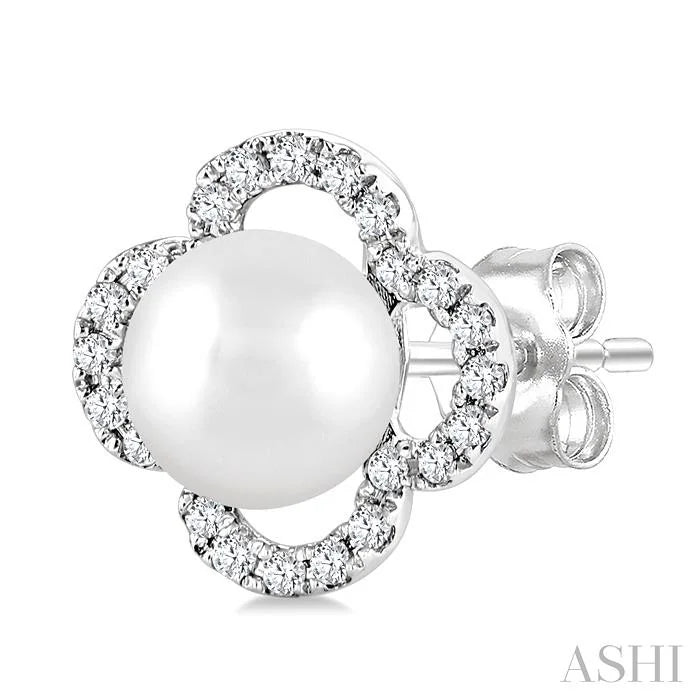 Clover Pearl & Petite Diamond Earrings