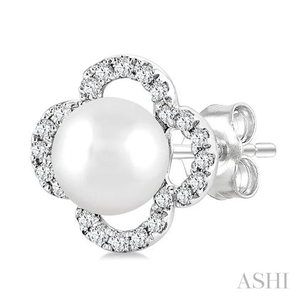 Clover Pearl & Petite Diamond Earrings