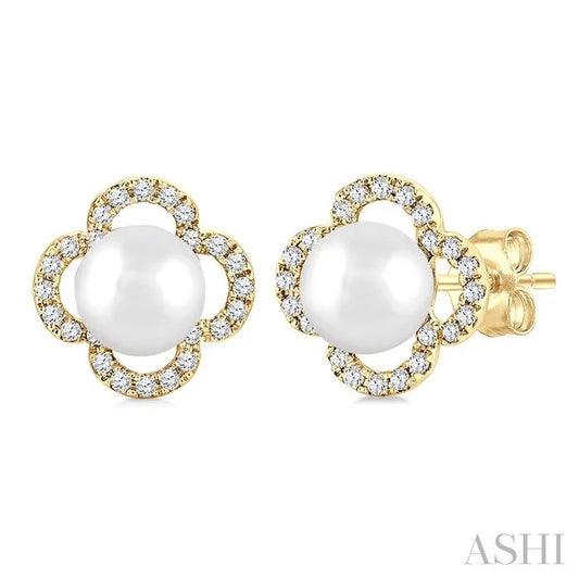 Clover Pearl & Petite Diamond Earrings