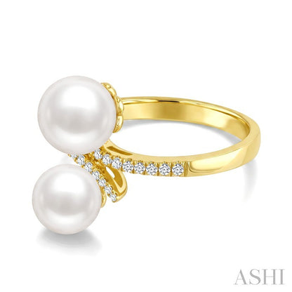 2 Stone Pearl & Diamond Fashion Ring