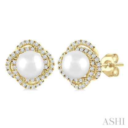 Pearl & Petite Diamond Fashion Earrings