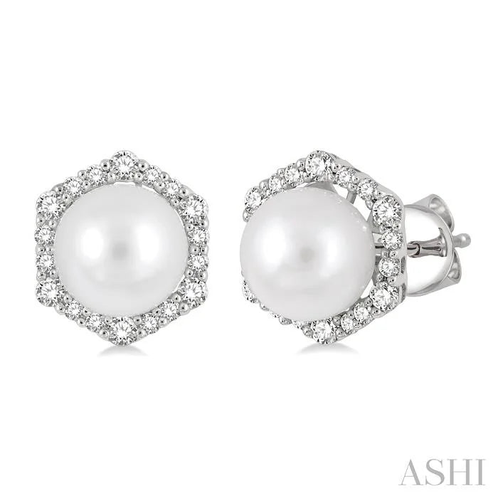 Pearl & Halo Diamond Fashion Earrings