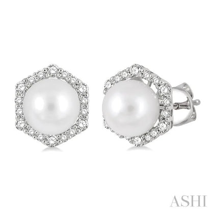 Pearl & Halo Diamond Fashion Earrings