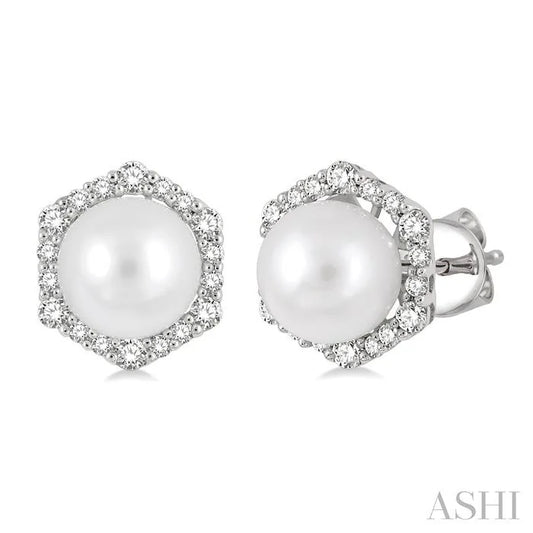 Pearl & Halo Diamond Fashion Earrings