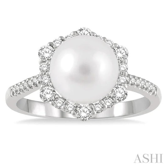Pearl & Halo Diamond Fashion Ring