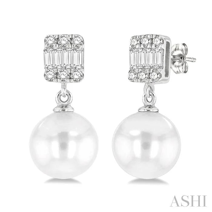 Pearl Drop Diamond Earrings