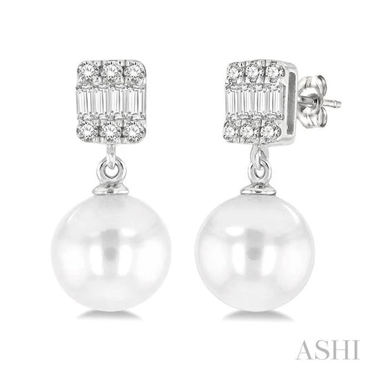Pearl Drop Diamond Earrings