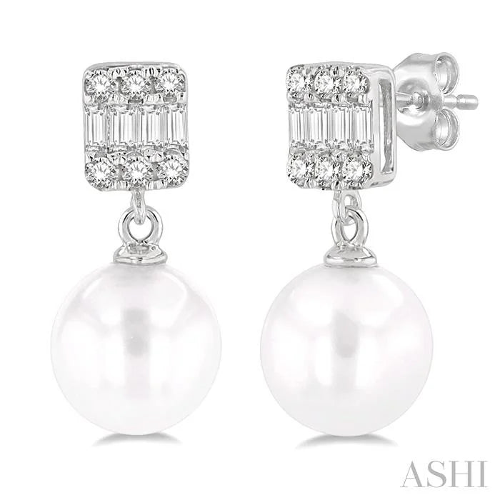 Pearl Drop Diamond Earrings