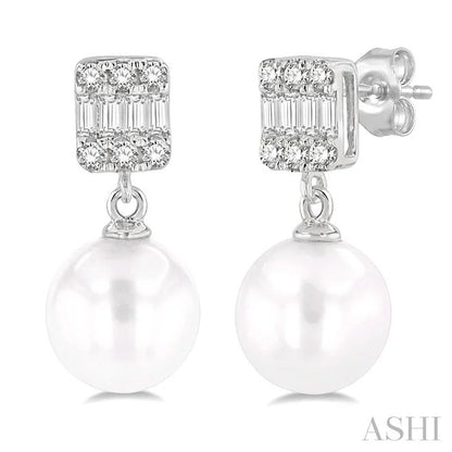 Pearl Drop Diamond Earrings