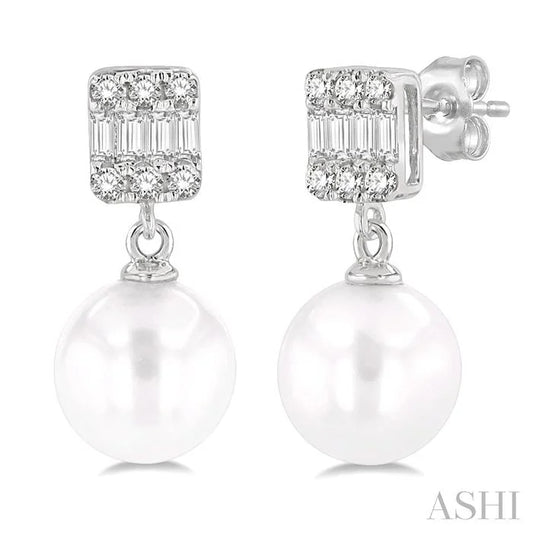 Pearl Drop Diamond Earrings