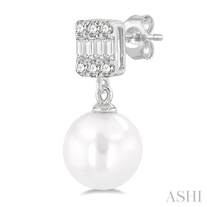 Pearl Drop Diamond Earrings