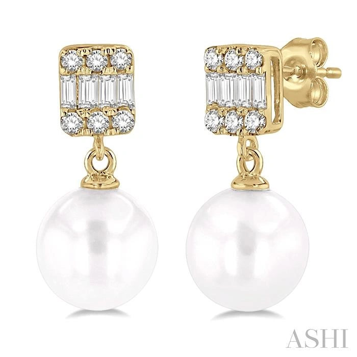 Pearl Drop Diamond Earrings