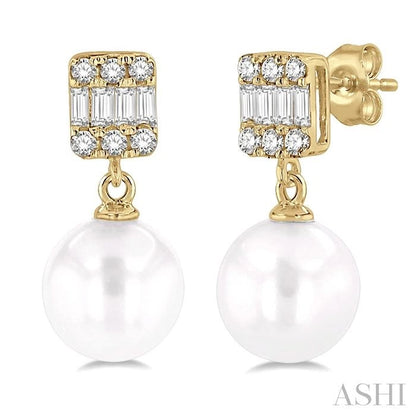 Pearl Drop Diamond Earrings