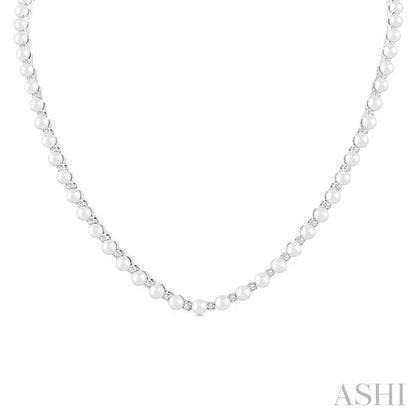 Pearl & Diamond Straightline Fashion Necklace