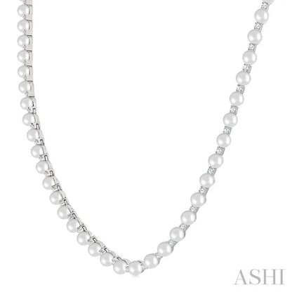 Pearl & Diamond Straightline Fashion Necklace