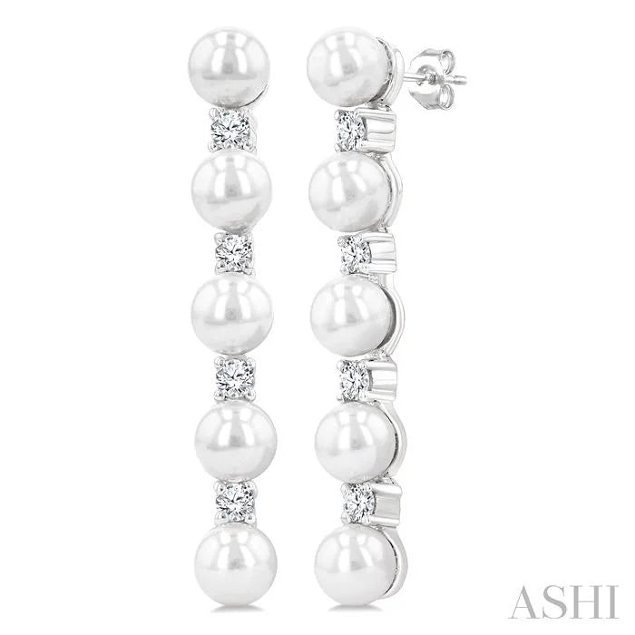 Pearl & Diamond Straightline Fashion Earrings