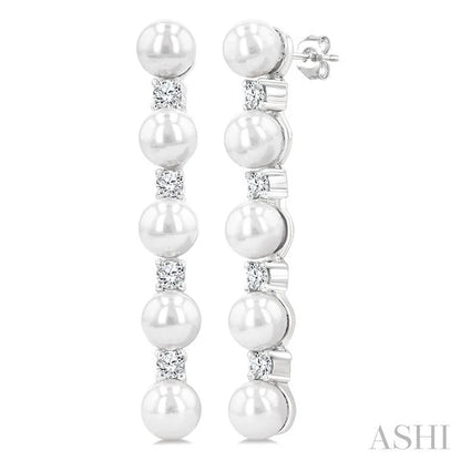 Pearl & Diamond Straightline Fashion Earrings