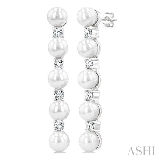 Pearl & Diamond Straightline Fashion Earrings