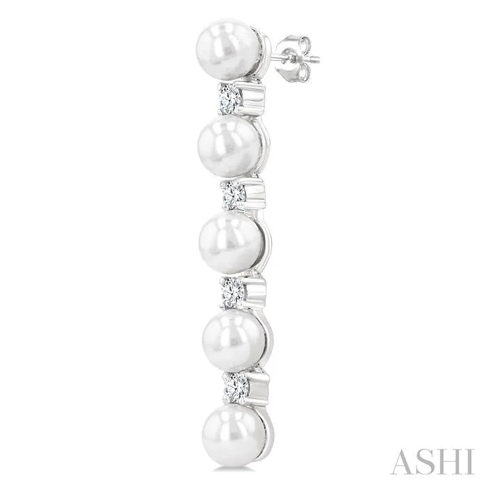 Pearl & Diamond Straightline Fashion Earrings