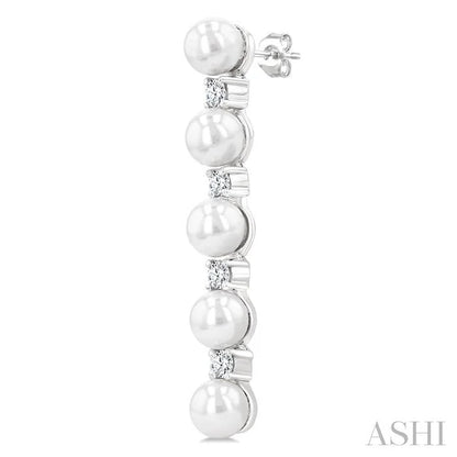 Pearl & Diamond Straightline Fashion Earrings