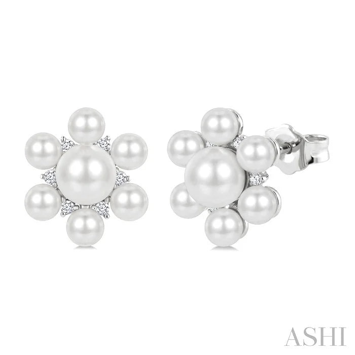 Floral Pearl & Diamond Fashion Earrings