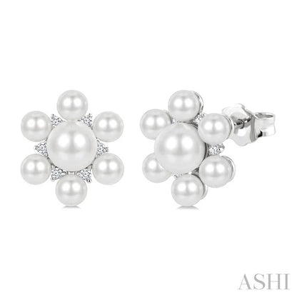 Floral Pearl & Diamond Fashion Earrings