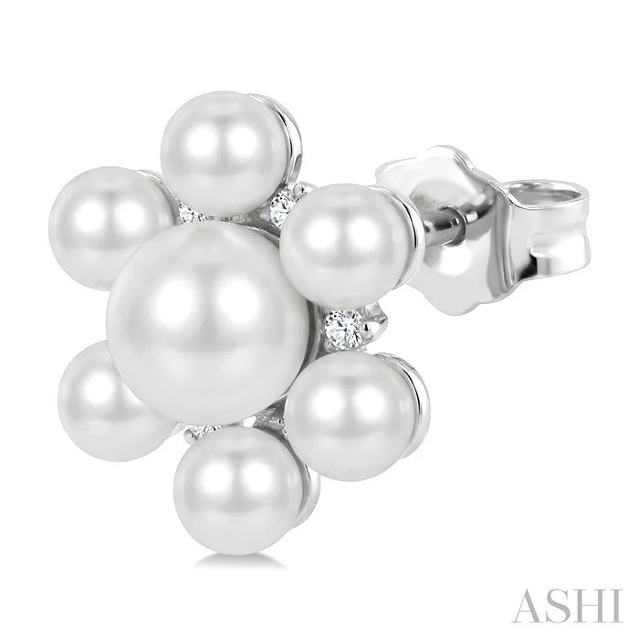 Floral Pearl & Diamond Fashion Earrings