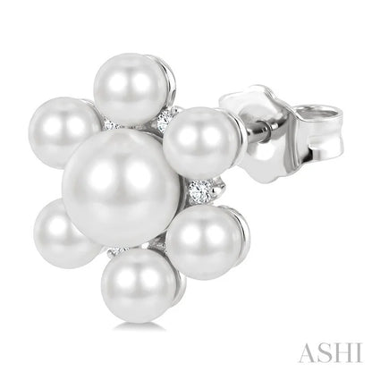Floral Pearl & Diamond Fashion Earrings