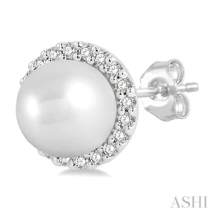 Pearl & Petite Halo Diamond Fashion Earrings