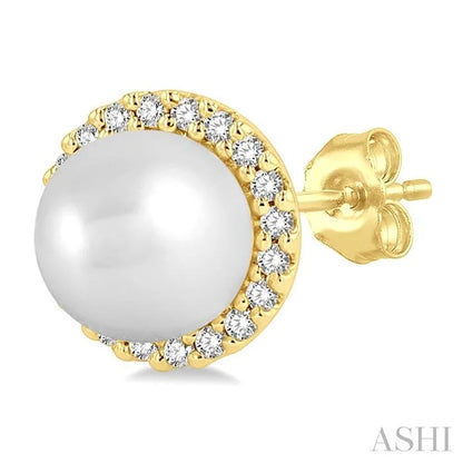 Pearl & Petite Halo Diamond Fashion Earrings