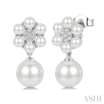 Floral Pearl & Diamond Fashion Earrings