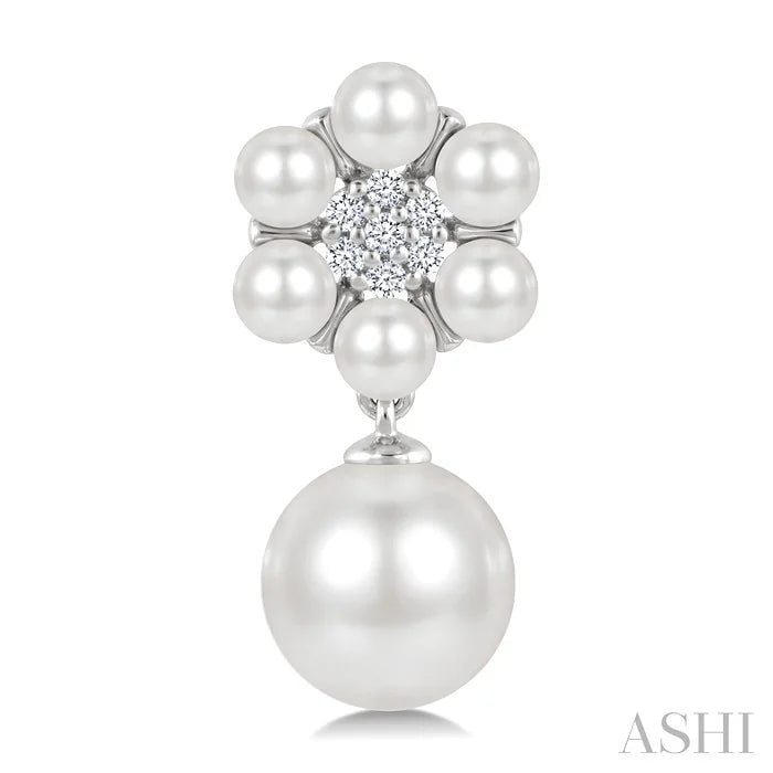 Floral Pearl & Diamond Fashion Earrings