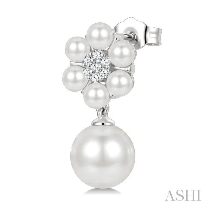 Floral Pearl & Diamond Fashion Earrings