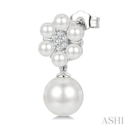 Floral Pearl & Diamond Fashion Earrings