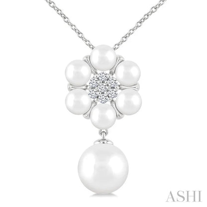 Floral Pearl & Diamond Fashion Pendant