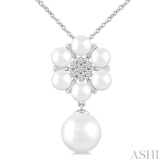 Floral Pearl & Diamond Fashion Pendant