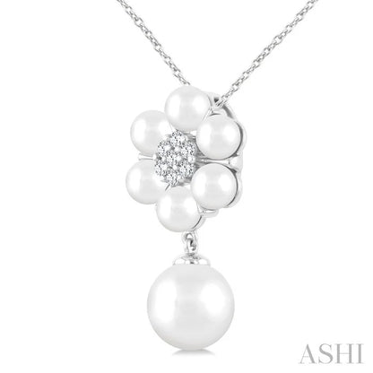 Floral Pearl & Diamond Fashion Pendant