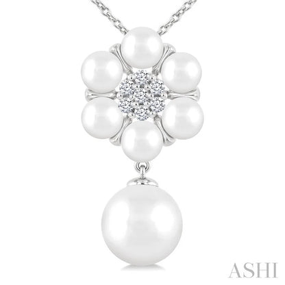 Floral Pearl & Diamond Fashion Pendant