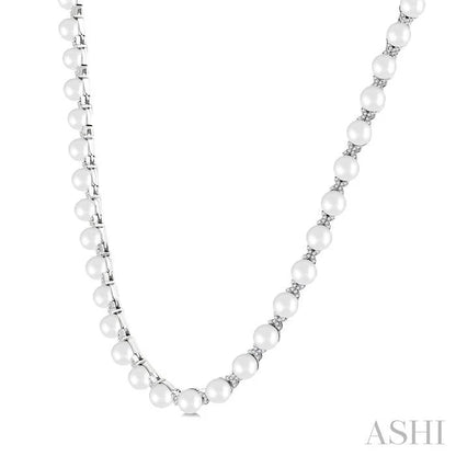 Pearl & Diamond Floral Fashion Necklace