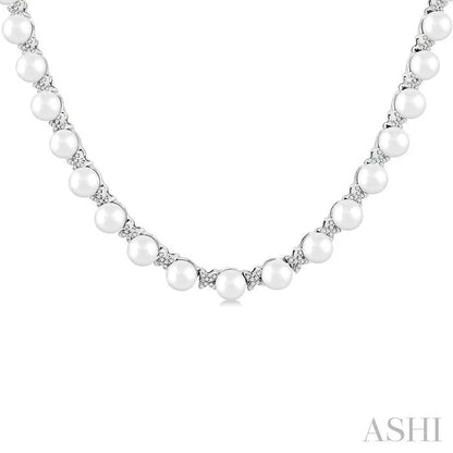 Pearl & Diamond Floral Fashion Necklace
