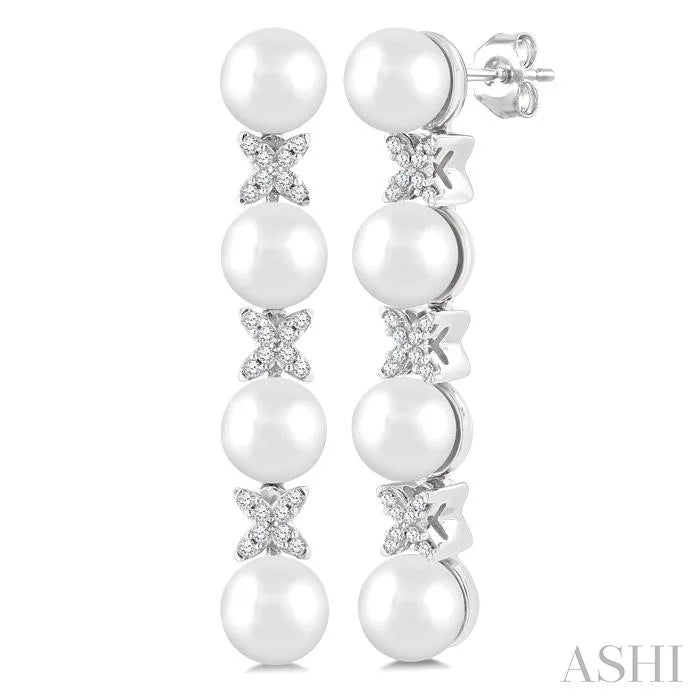 Pearl & Diamond Floral Fashion Earrings