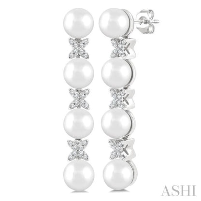 Pearl & Diamond Floral Fashion Earrings
