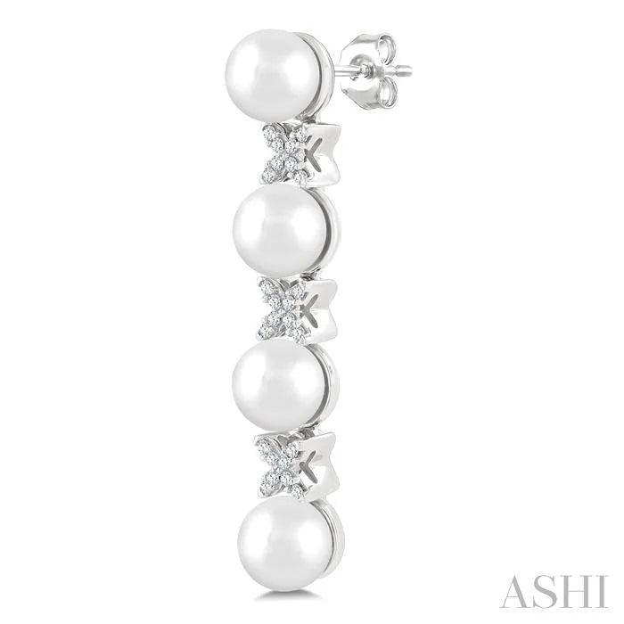 Pearl & Diamond Floral Fashion Earrings