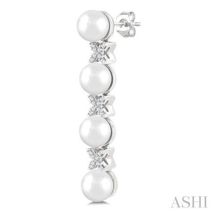 Pearl & Diamond Floral Fashion Earrings