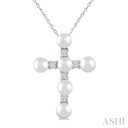 Cross Pearl & Diamond Fashion Pendant