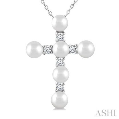 Cross Pearl & Diamond Fashion Pendant