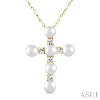 Cross Pearl & Diamond Fashion Pendant