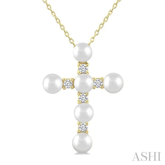 Cross Pearl & Diamond Fashion Pendant