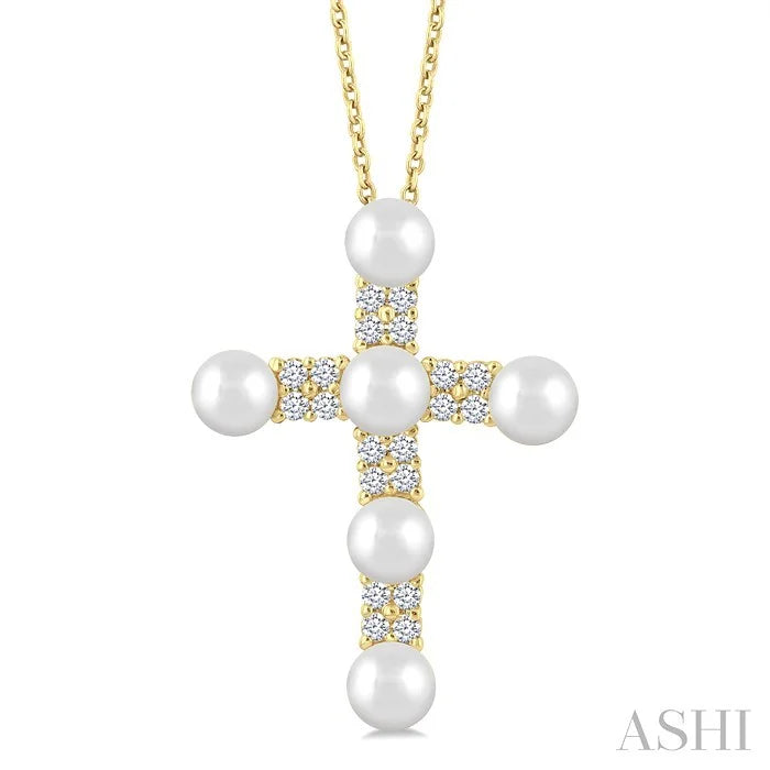 Cross Pearl & Diamond Fashion Pendant