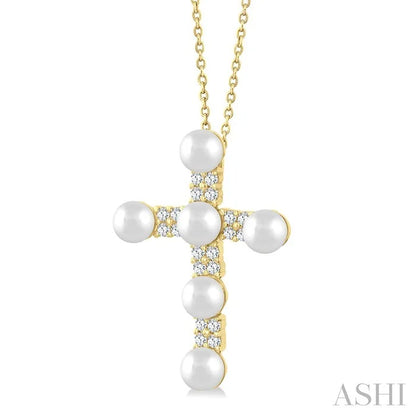 Cross Pearl & Diamond Fashion Pendant